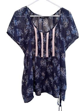 A.V.A Blue Sheer Blouse
